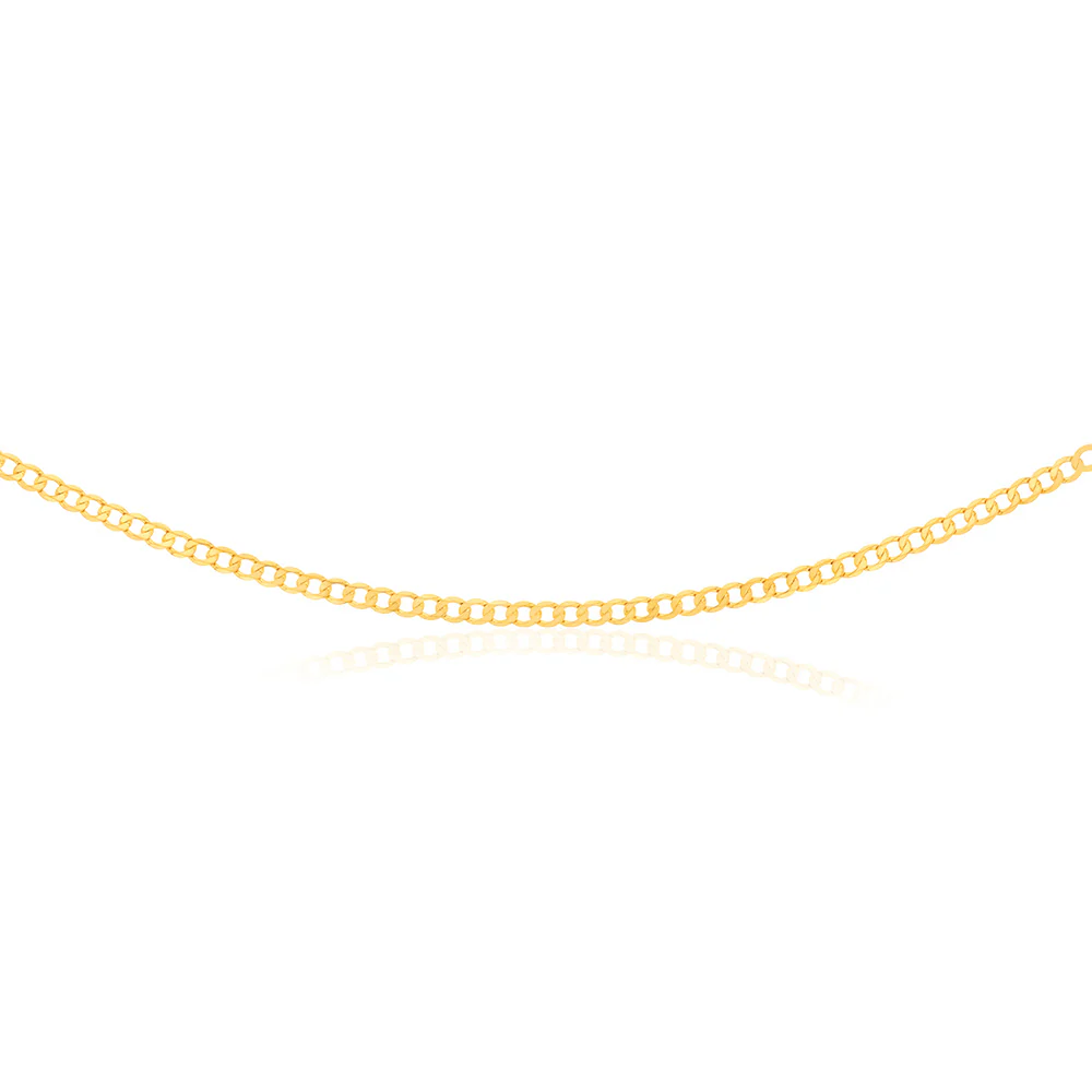 9ct Yellow Solid Gold Superflat Light 95 Gauge Curb 55cm Chain - Image 2