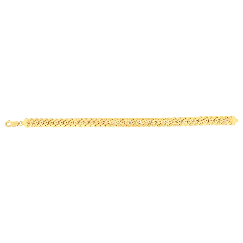 9ct Yellow Textured Herringbone Hollow Chain 21cm Bracelet - Image 2