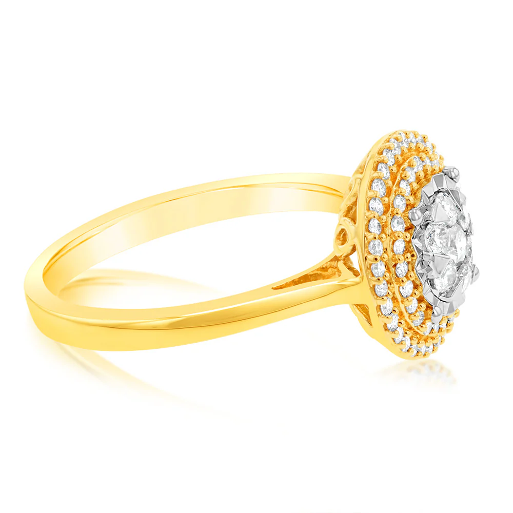 9ct Yellow & White Gold 0.40 Carat Diamond Dress Ring - Image 2