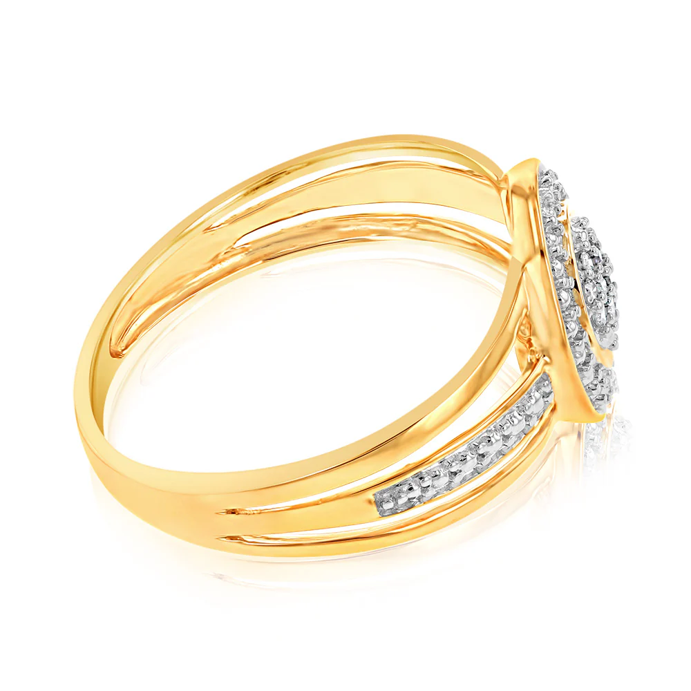 Alluring 9ct Yellow Gold Diamond Ring - Image 2