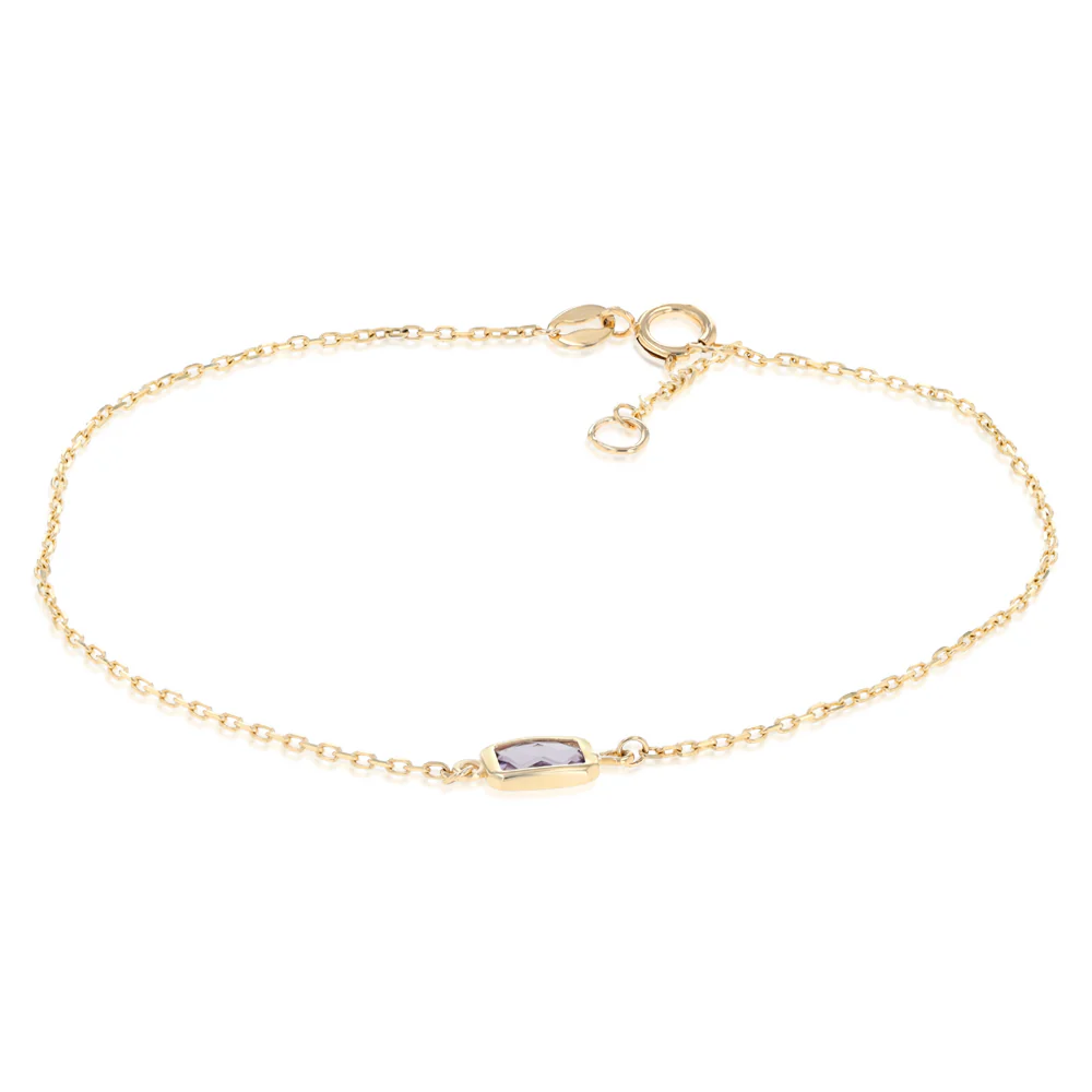 Amethyst 19cm Adjustable Bracelet in 9ct Yellow Gold