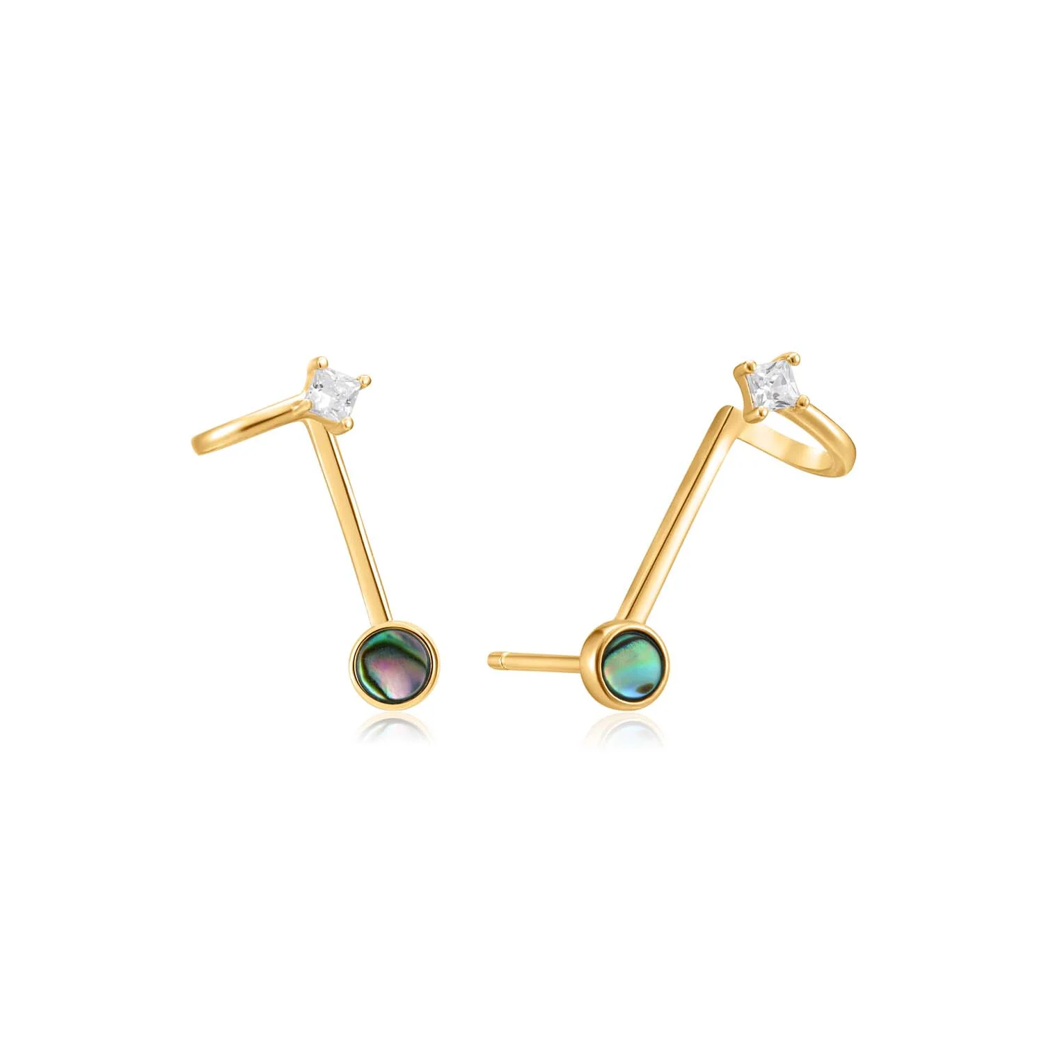 Ania Haie Gold Plated Sterling Silver Tidal Ablone Double Stud Earrings - Image 2