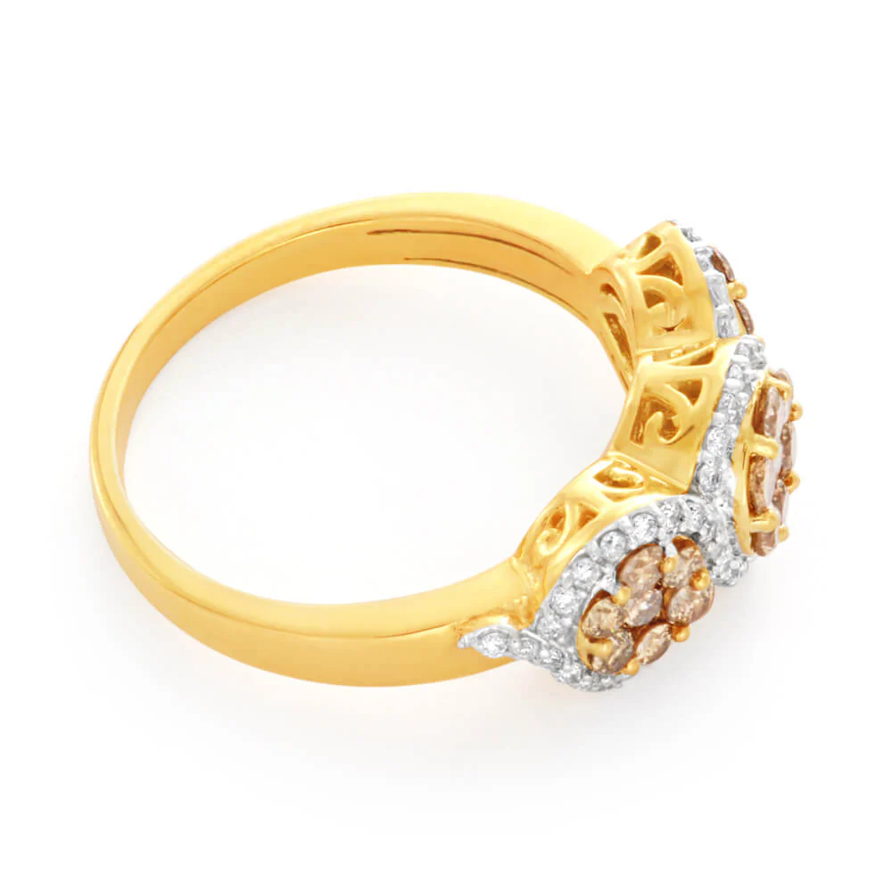 Australian Diamond 9ct Yellow Gold 1 Carat Diamond Trilogy Ring - Image 2