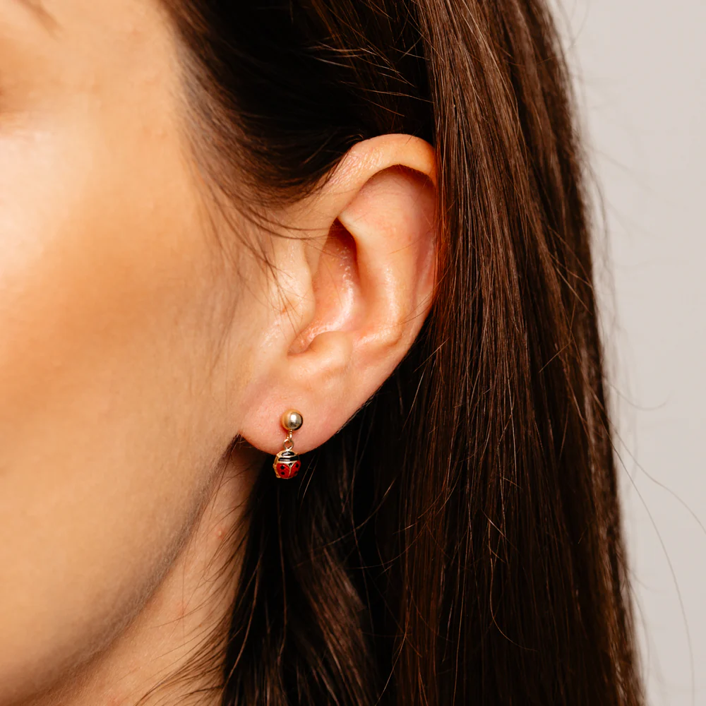 Beetle Drop Earrings in 9ct Yellow Gold - Image 2