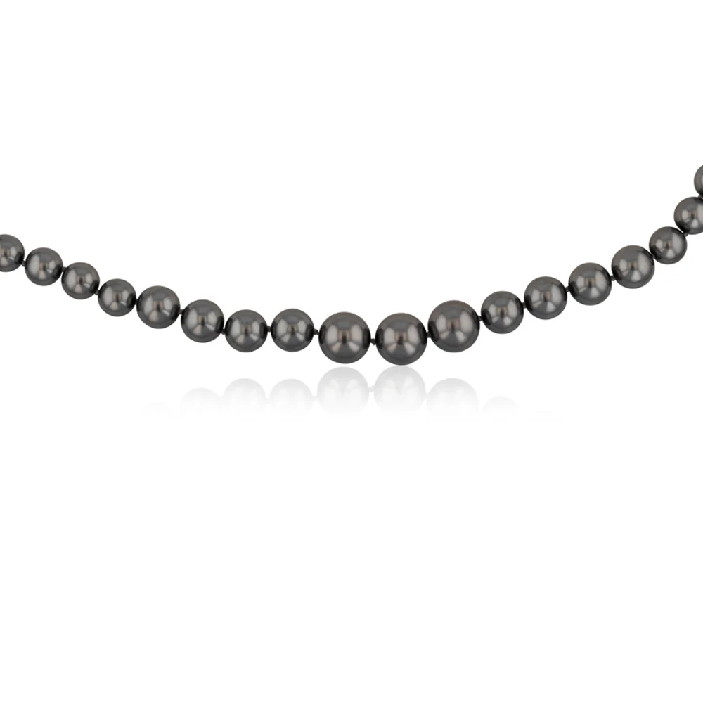 Black Mother of Pearl Graduated Necklace 48cm with Sterling Silver Clasp - Image 2