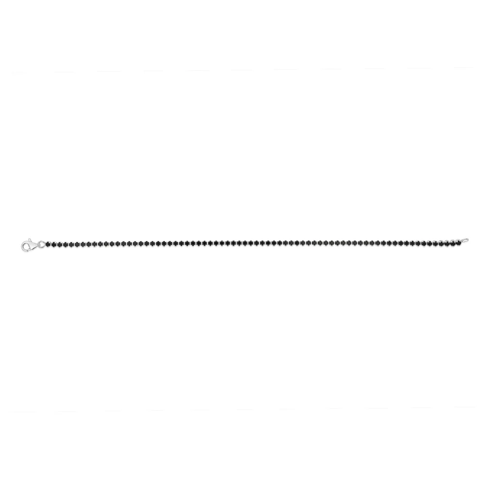 Black Spinel Tennis 19cm Bracelet in Sterling Silver Rhodium Plated - Image 2