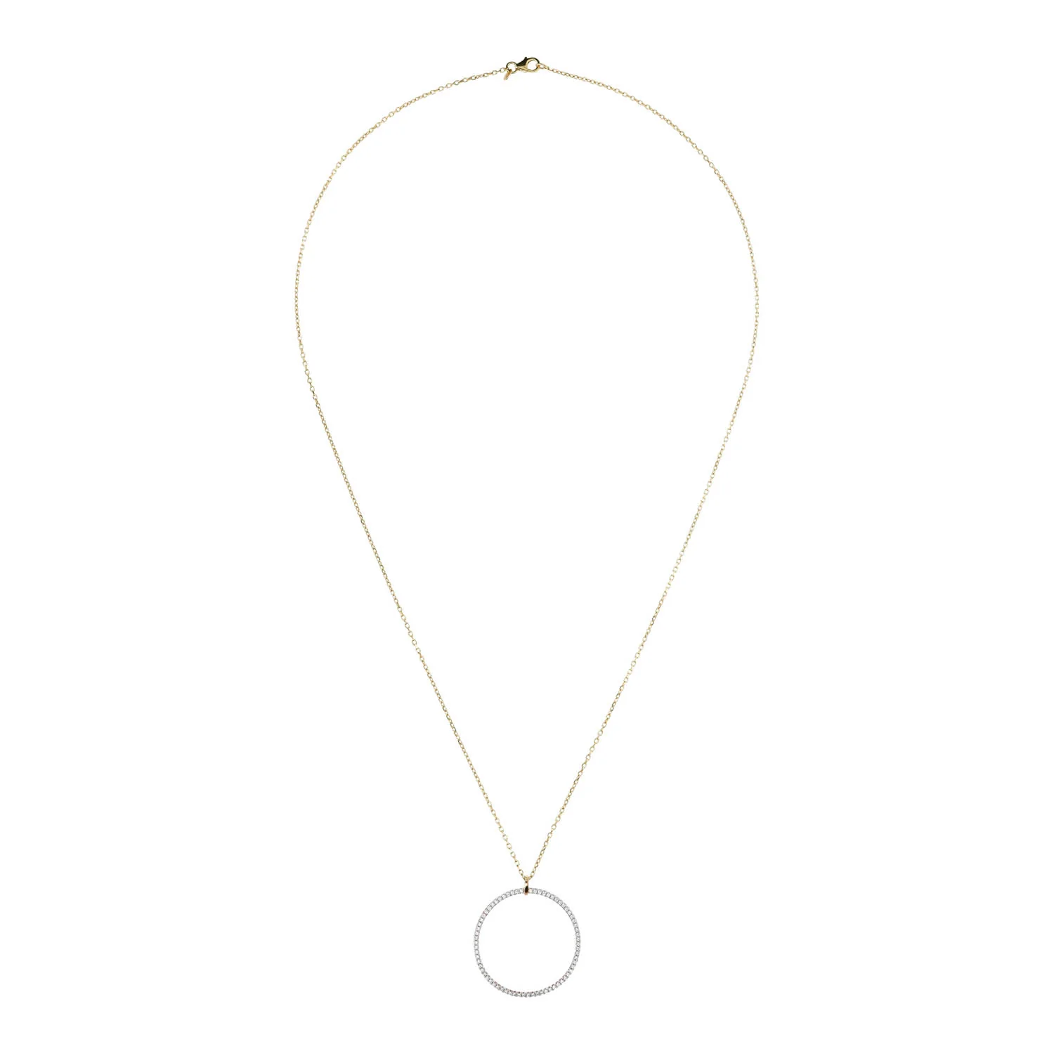 Bronzallure Gold Plated Sterling Silver CZ Large Circular Pendant On 91cm Chain - Image 2