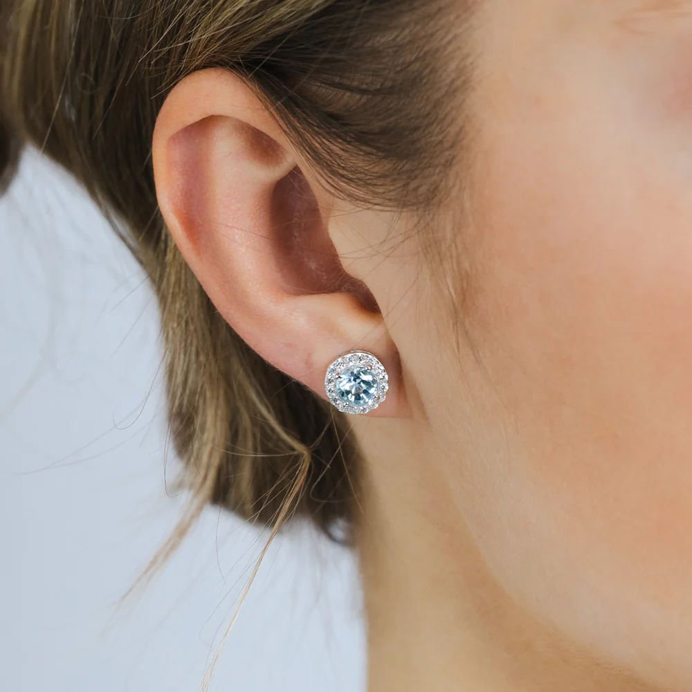 Bue Topaz and White Zirconia Earring and Pendant Set on Chain in Sterling SIlver - Image 4