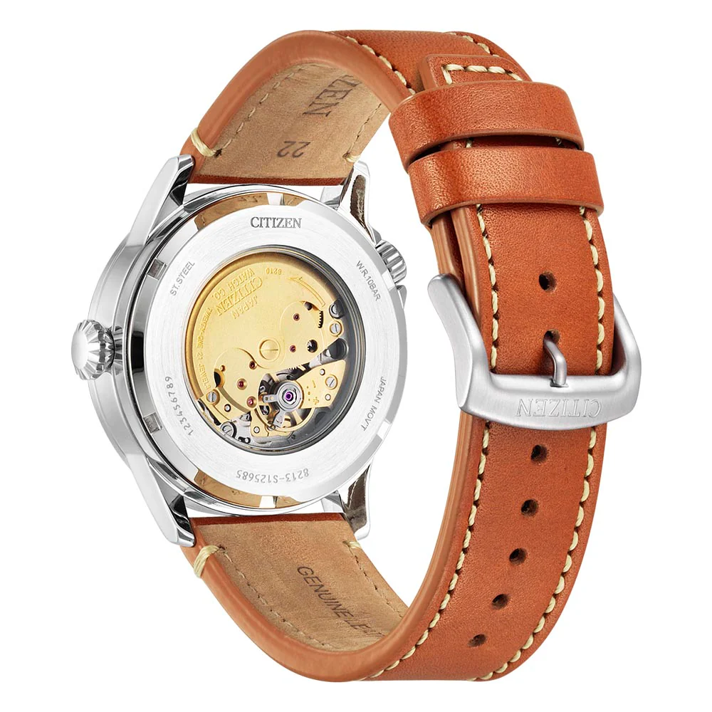 Citizen NJ0140-25L Automatic Brown Leather Mens Watch - Image 3