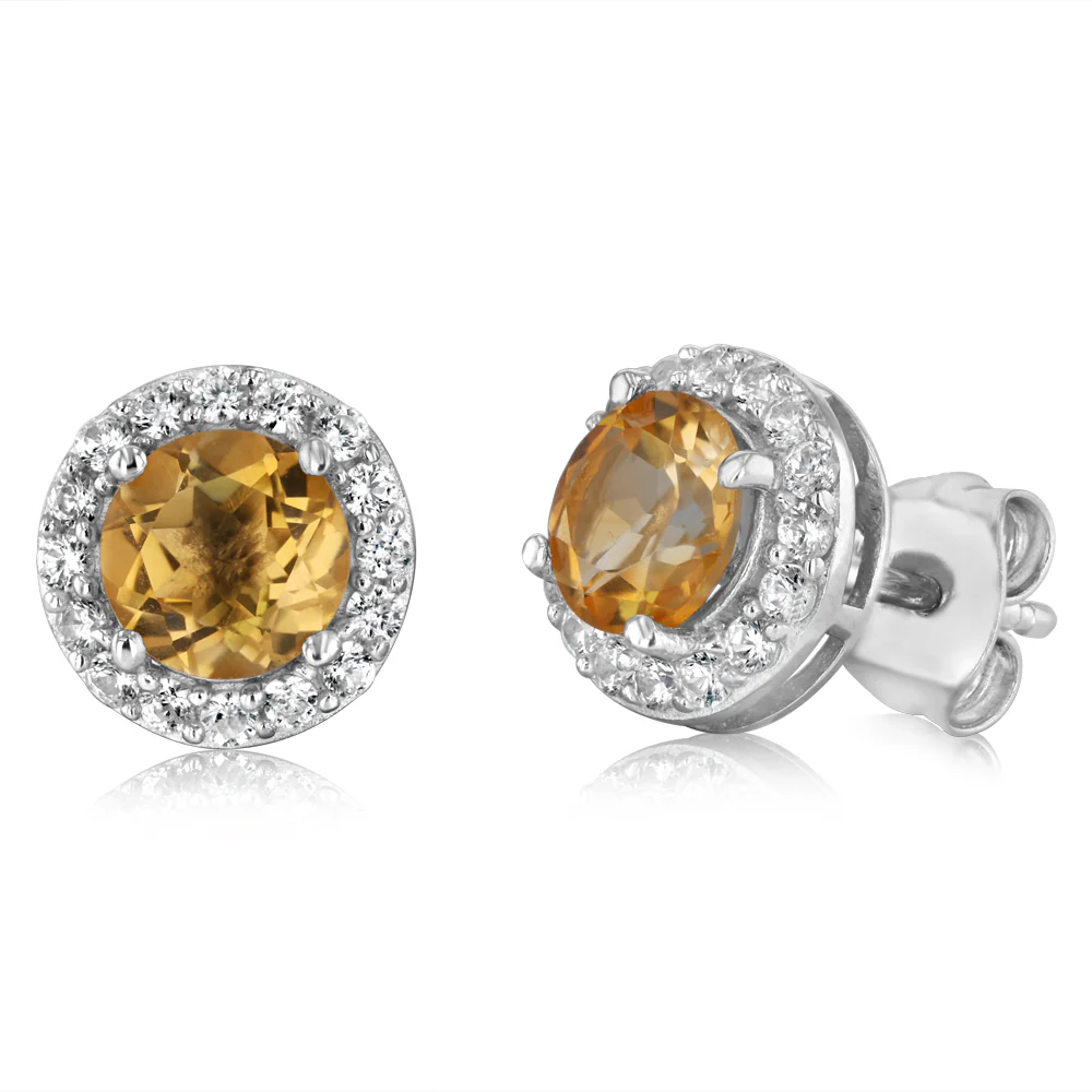 Citrine and White Zirconia Earring and Pendant Set on Chain in Sterling Silver - Image 3