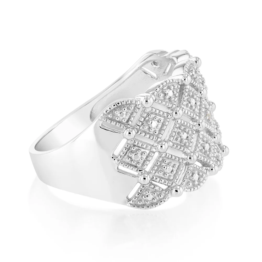Cluster 0.05Ct Diamond Ring In Sterling Silver - Image 2