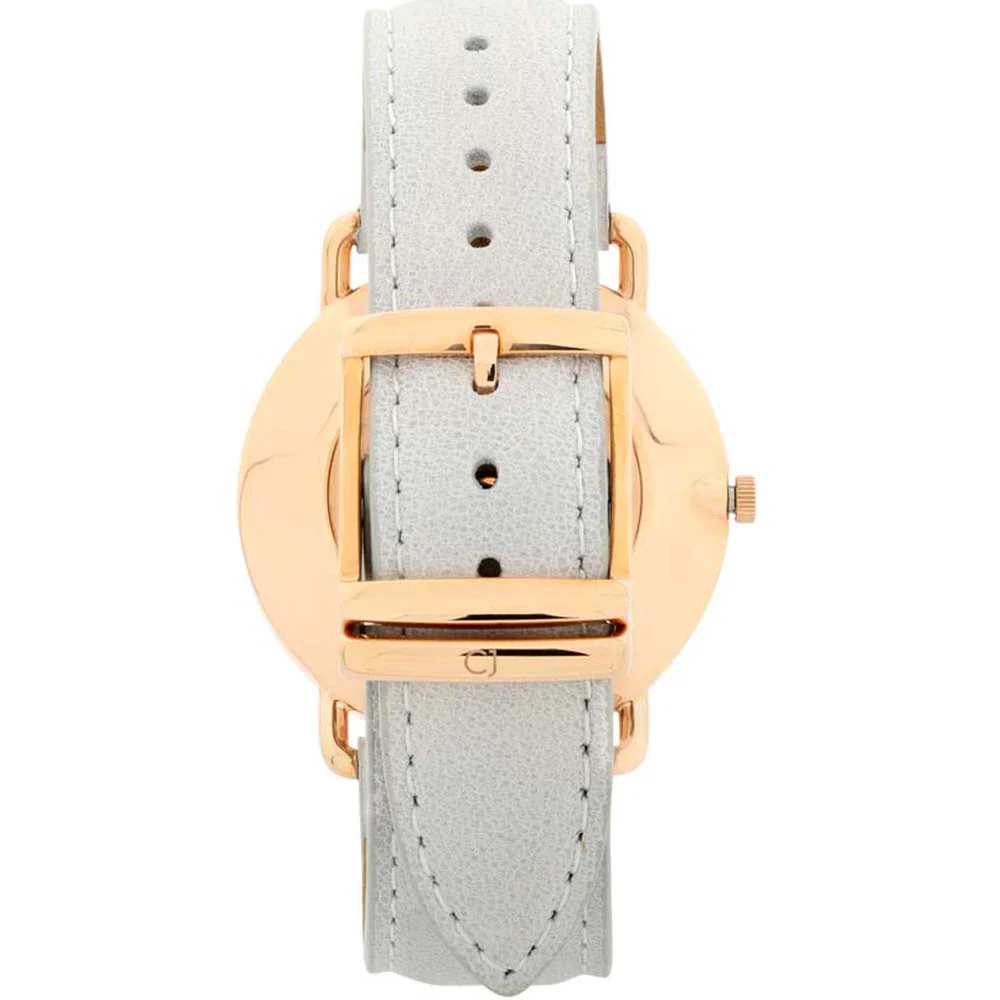 Colton James Classic White Dial Rose Gold And Grey Leather Ladies Watch - Image 3