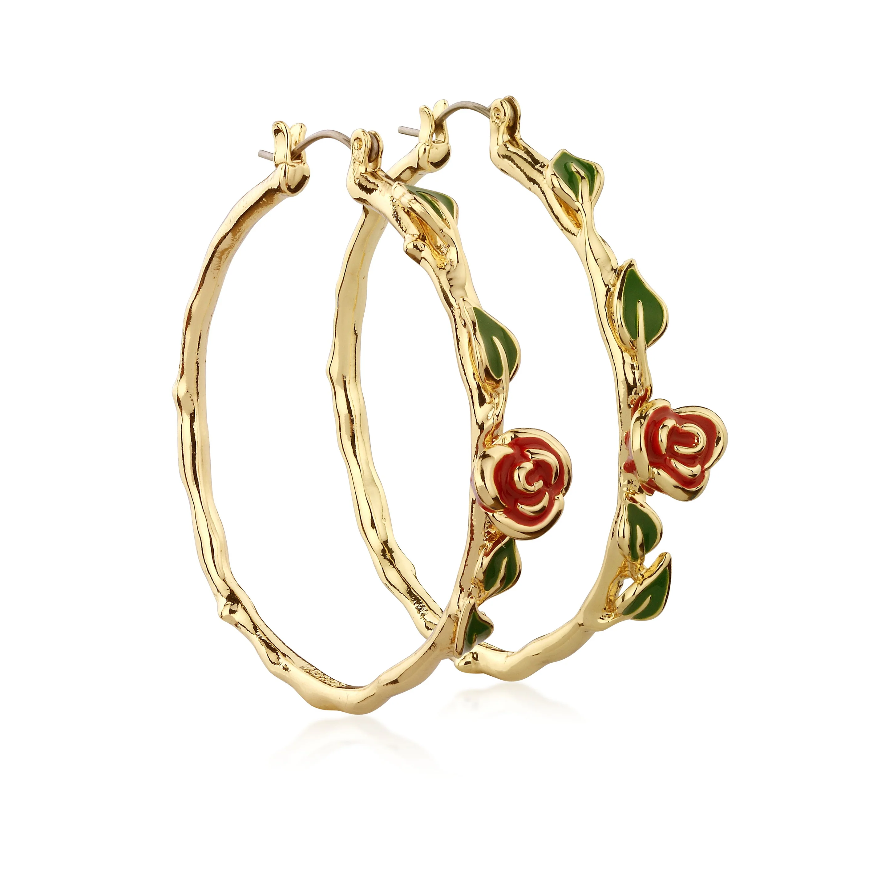 Couture Kingdom Disney Beauty and the Beast Enchanted Rose Hoop Earrings