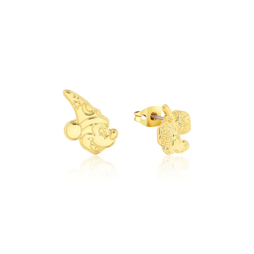 Couture Kingdom Disney Fantasia Gold Plated Sorcerer's Apprentice Mickey Mix-Match Stud Earrings