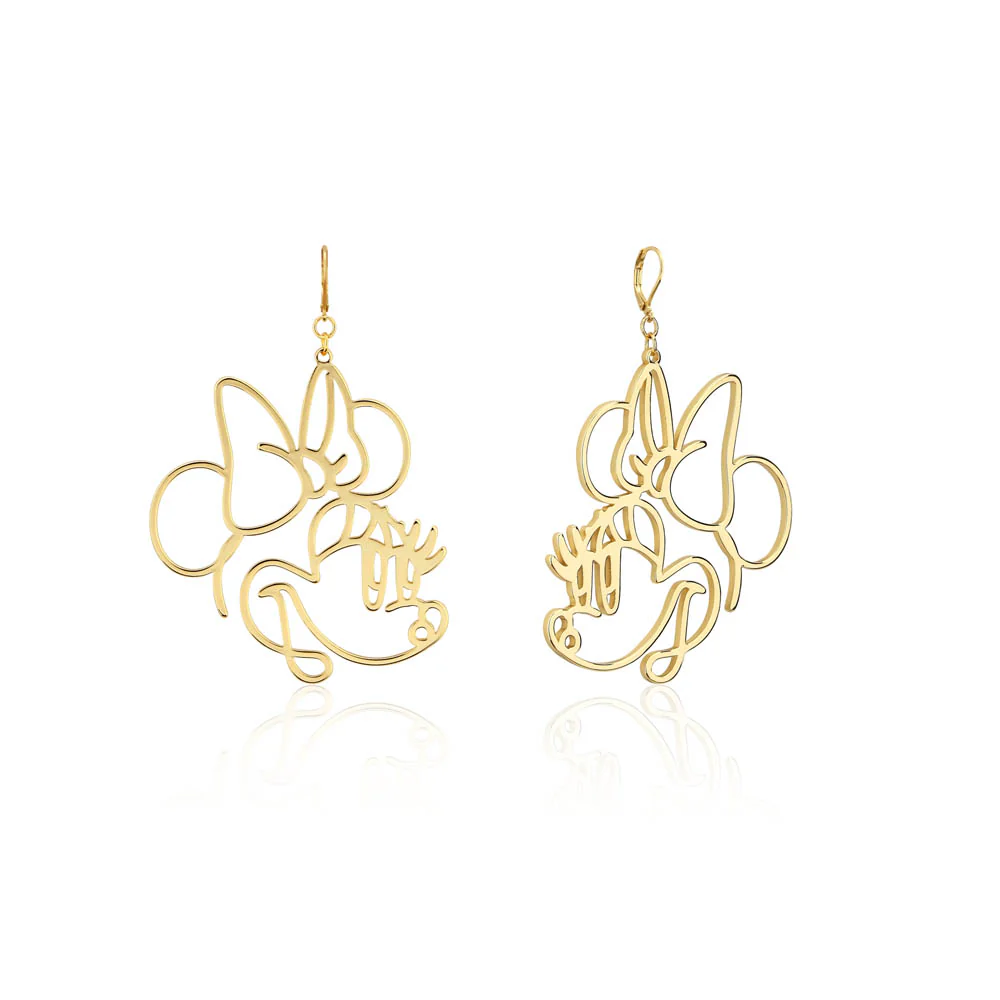 Couture Kingdom Disney Gold Plated Stainless Steel Minnie Mouse Wire Style 50mm Drop Earring