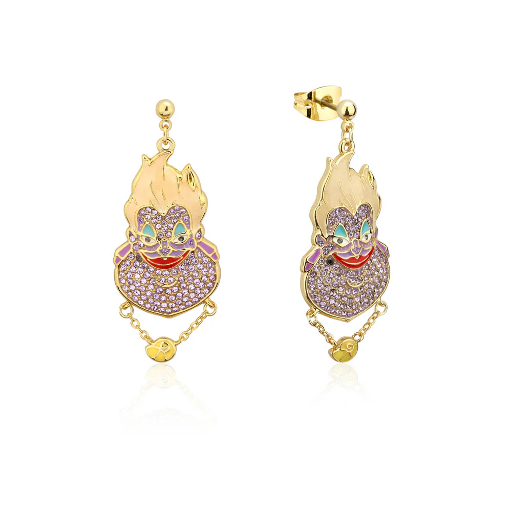Couture Kingdom Disney Gold Plated Stainless Steel Ursula Crystal Drop Earrings