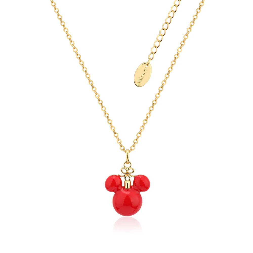 Couture Kingdom Disney Mickey Red Christmas Bauble Necklace on Chain Gold Plated