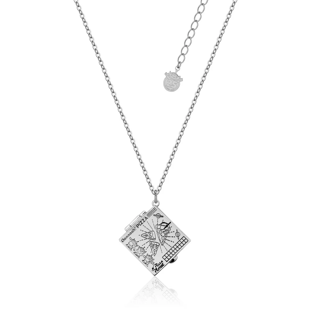 Couture Kingdom Disney Pixar Toy Story White Gold Plated Pizza Planet Pizza Box Pendant On Chain