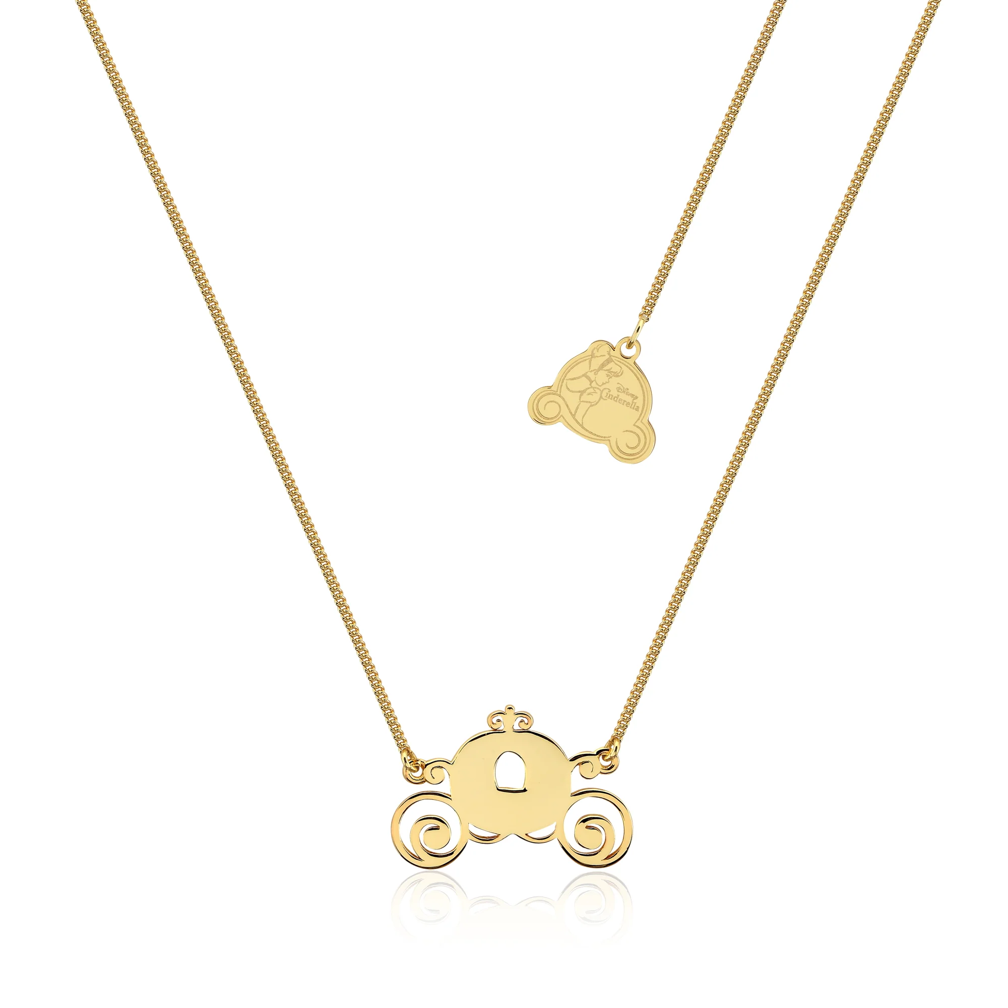 Couture Kingdom Disney Princess Cinderella Gold Plated Pumpkin Carriage Pendant on 40cm Chain