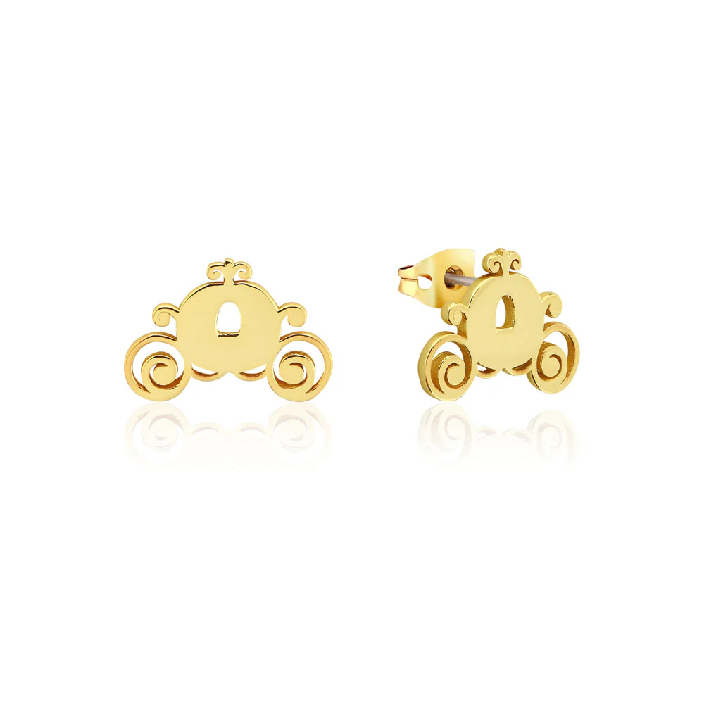 Couture Kingdom Disney Princess Cinderella Gold Plated Pumpkin Carriage Stud Earrings