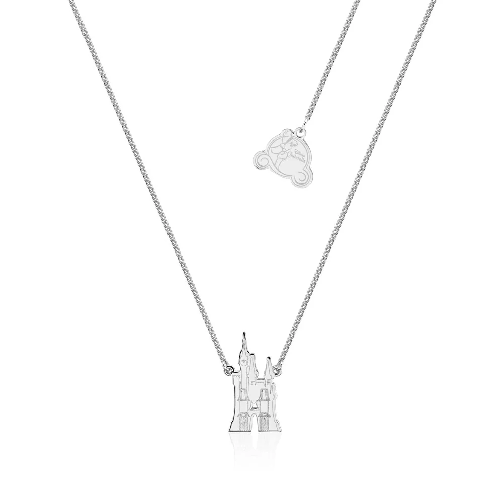 Couture Kingdom Disney Princess Cinderella Rhodium Plated Castle Pendant on 40cm Chain