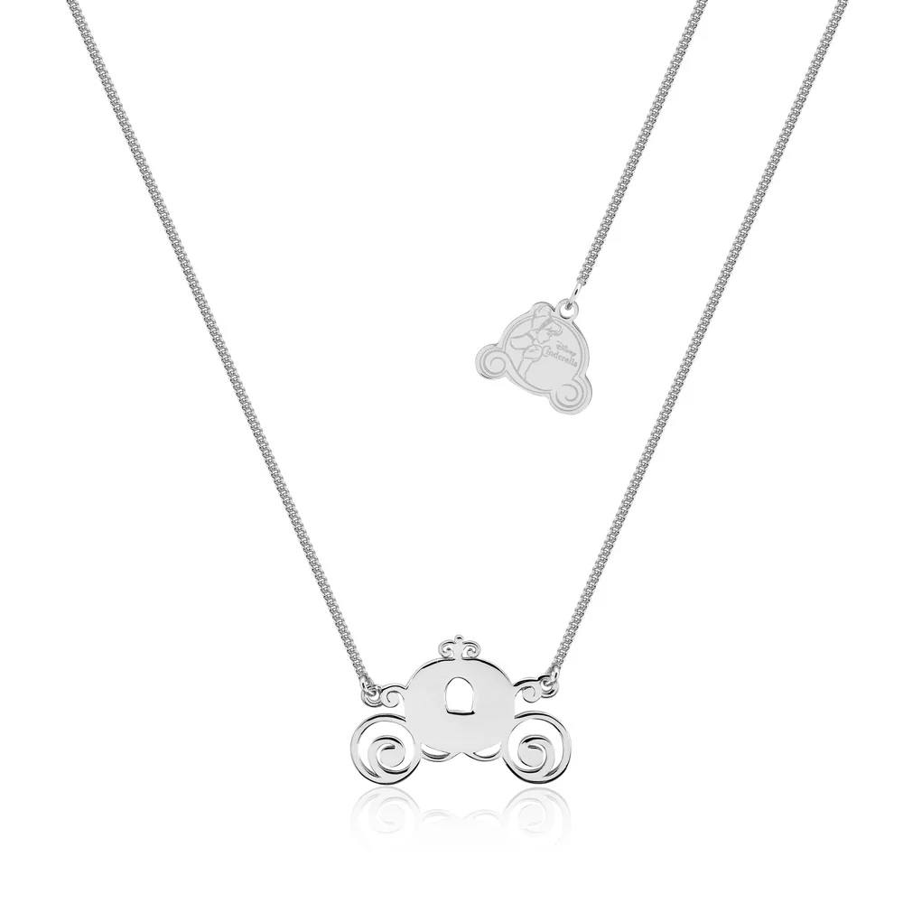 Couture Kingdom Disney Princess Cinderella Rhodium Plated Pumpkin Carriage Pendant on 40cm Chain