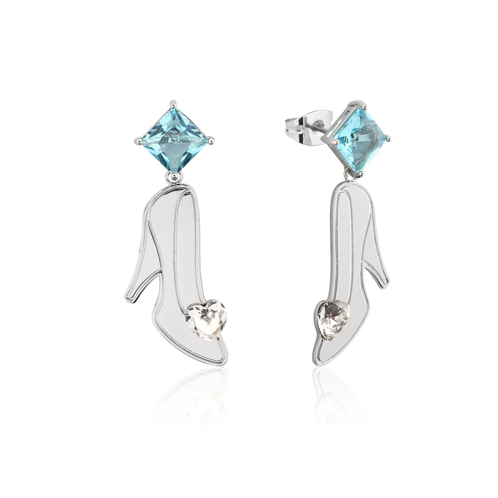 Couture Kingdom Disney Princess Cindrella White Gold Plated Crystal Slipper Drop Earrings