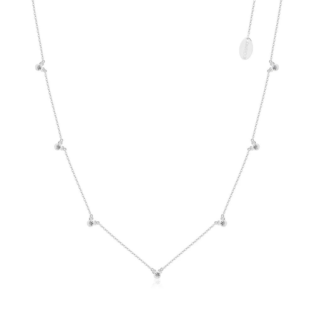 Couture Kingdom Disney Rhodium Plated Sterling Silver Mickey Mouse Repeat Cubic Zirconia Chain