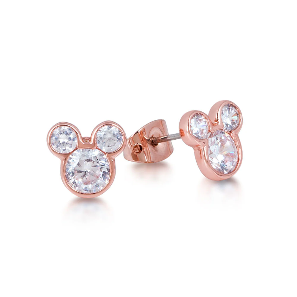Couture Kingdom Disney Rose Gold Plated Mickey Mouse Crystal Stud Earrings