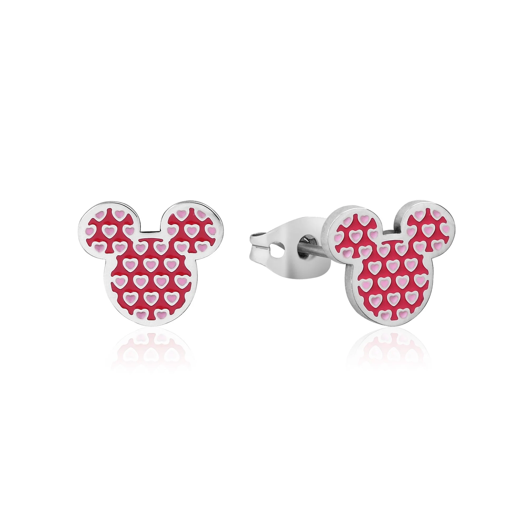 Couture Kingdom Disney Stainless Steel 11mm Minnie Mouse Pink Heart Stud Earrings