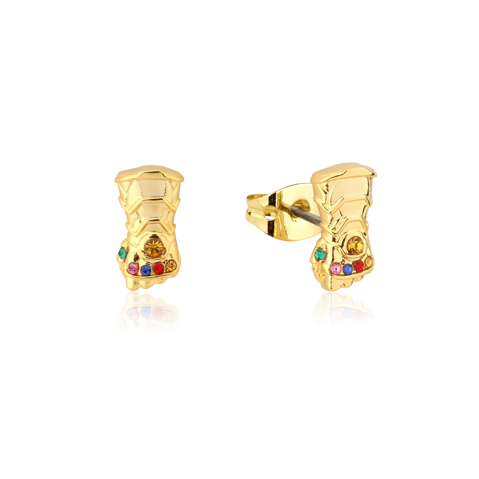 Couture Kingdom Disney Stainless Steel 14ct Gold Plated Infinity Gauntlet Stud Earrings