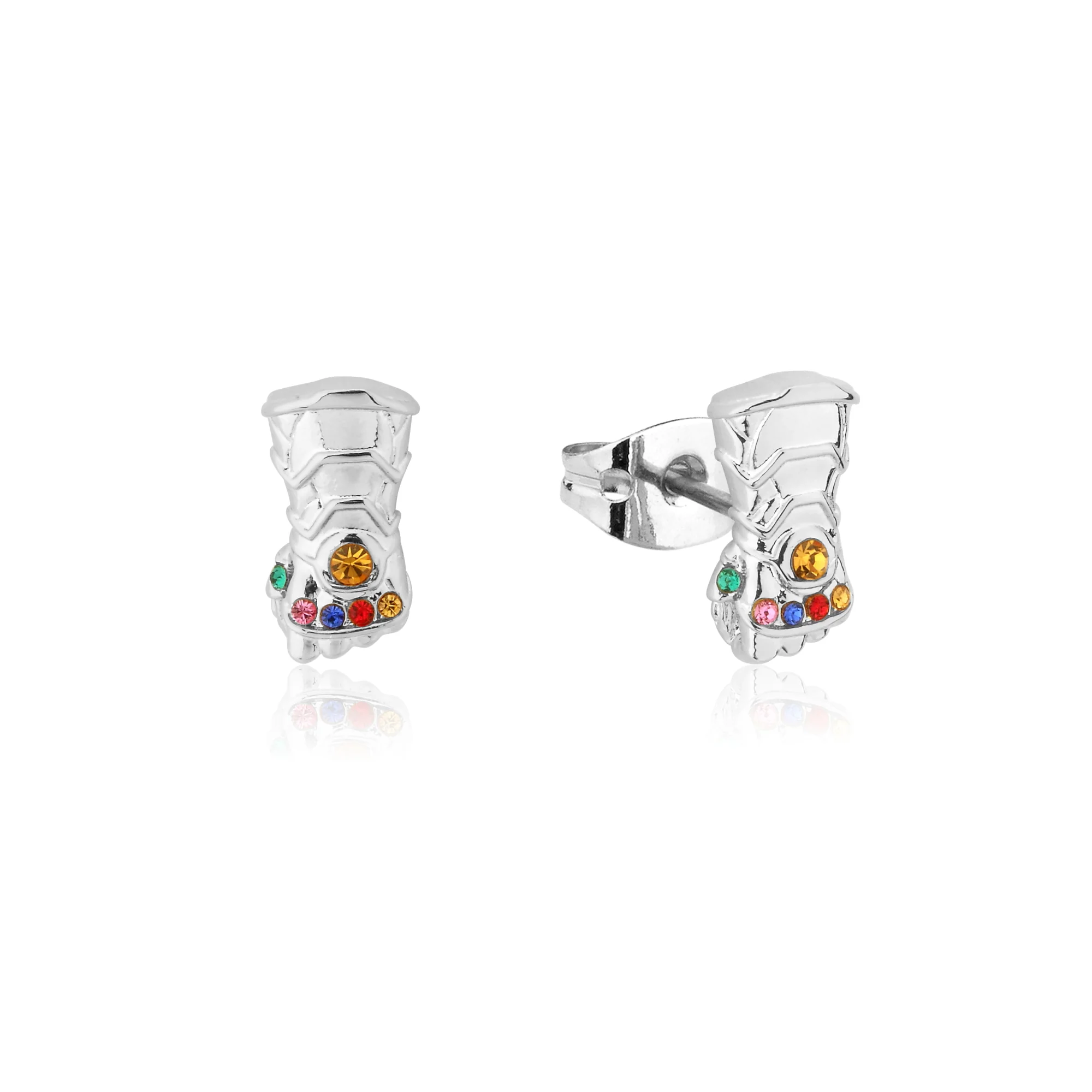 Couture Kingdom Disney Stainless Steel 14ct White Gold Plated Infinity Gauntlet Stud Earrings