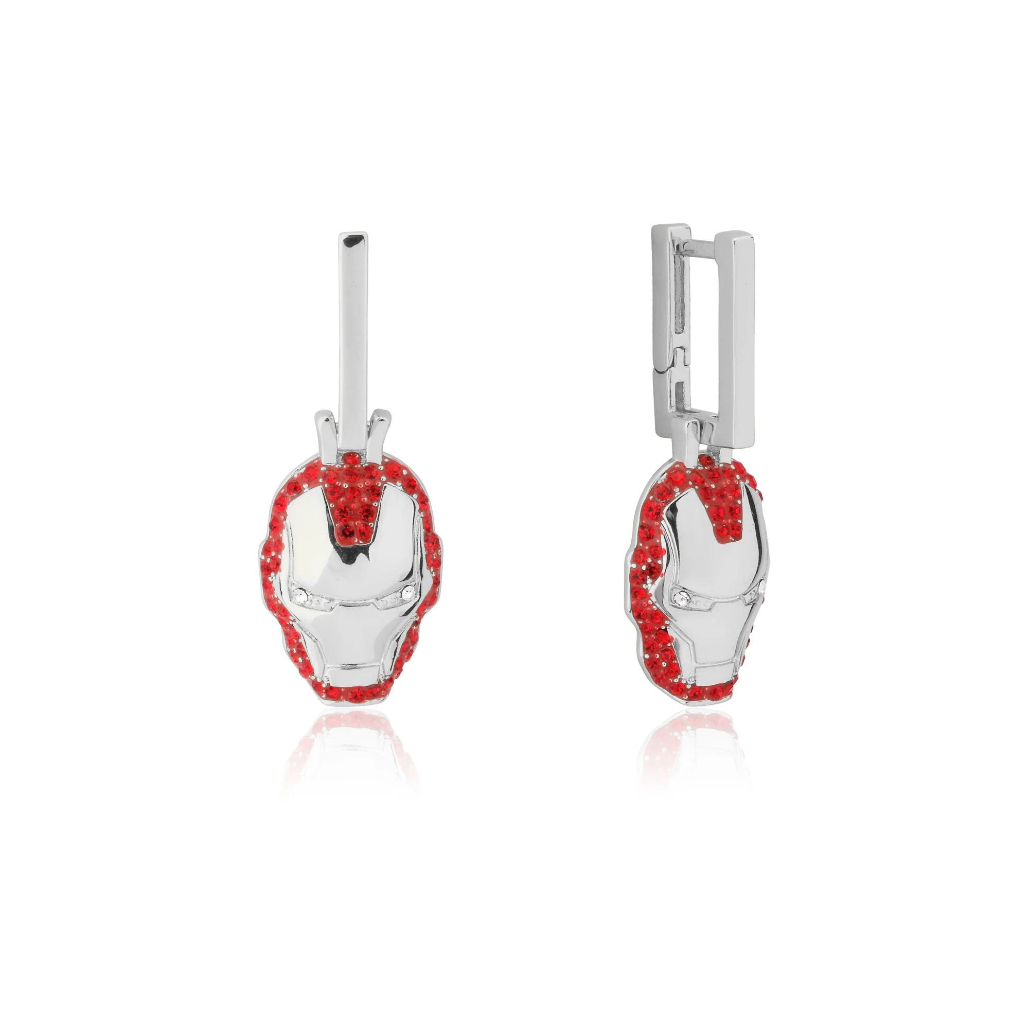 Couture Kingdom Disney Stainless Steel 14ct White Gold Plated Iron Man Crystal Drop Earrings