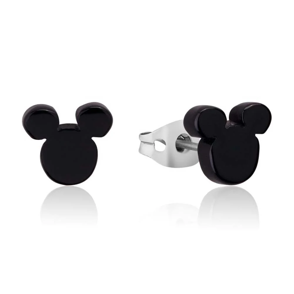 Couture Kingdom Disney Stainless Steel 9mm Mickey Mouse Black Stud Earrings