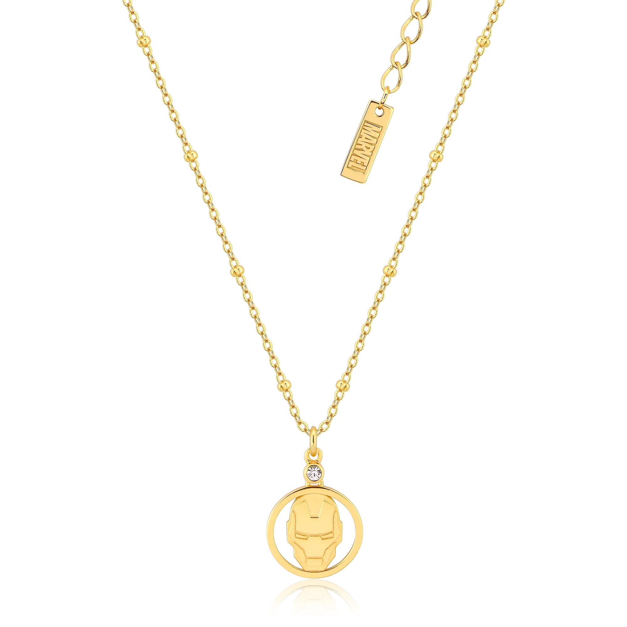 Couture Kingdom Disney Sterling Silver 14ct Gold Plated Iron Man CZ Pendant On 45cm Chain