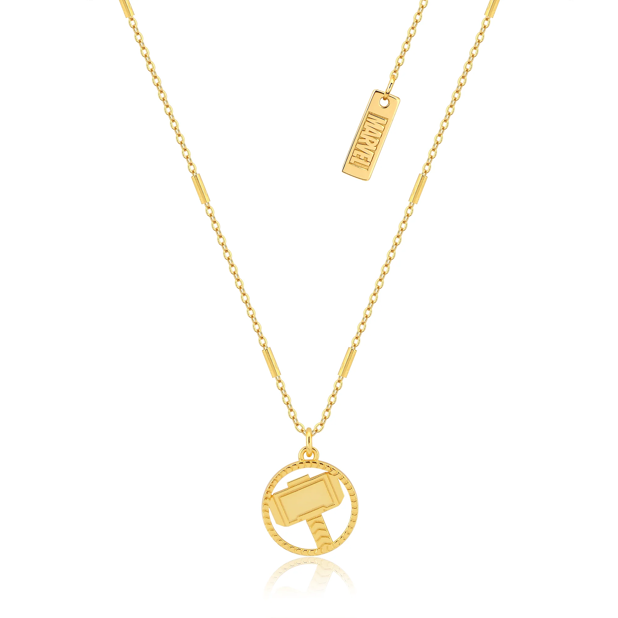 Couture Kingdom Disney Sterling Silver 14ct Gold Plated Thor Mjolnir Pendant On 45cm Chain