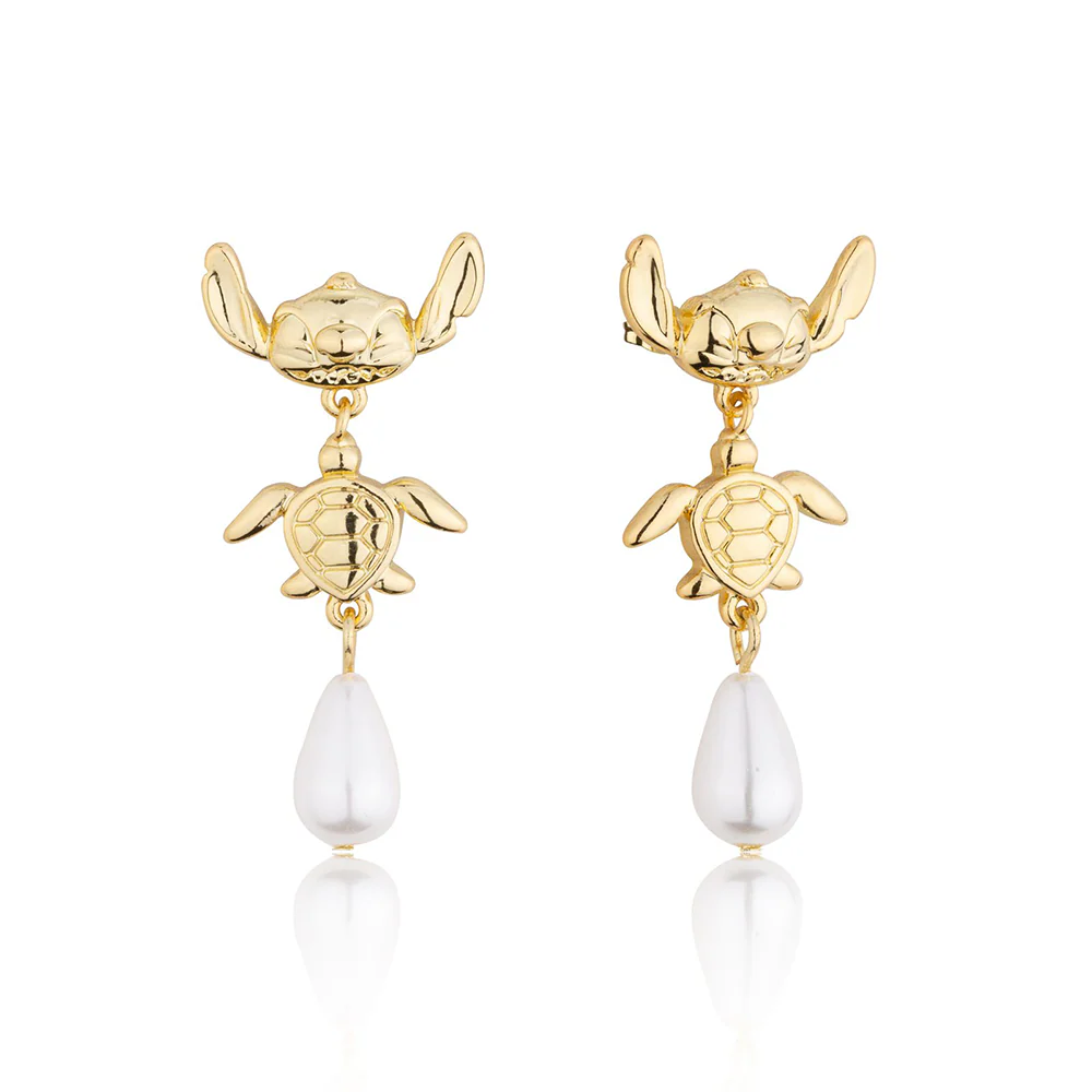 Couture Kingdom Disney Stitch Turtle Yellow Gold Plated Stainless Steel Drop Earrings