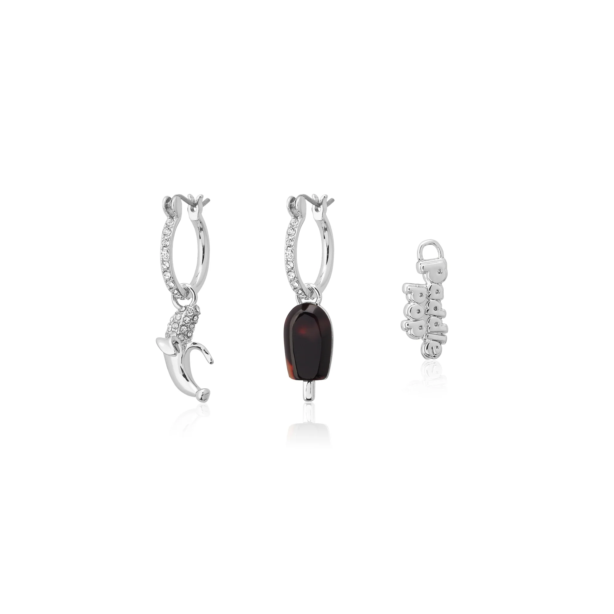 Couture Kingdom Disney Streets Paddle Pop White Gold Plated Mix Match Crystal Mini Hoop Earrings