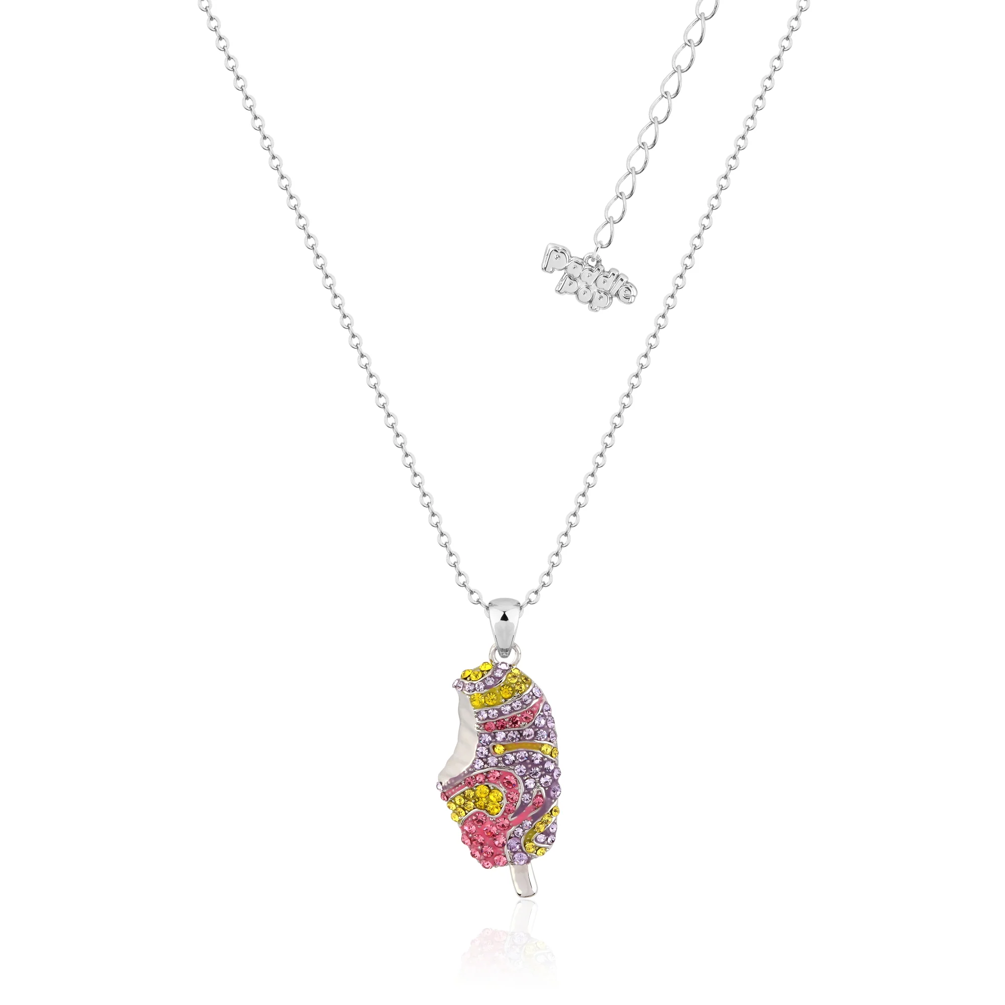 Couture Kingdom Disney Streets Paddle Pop White Gold Plated Rainbow Crystal Pendant On 45+7cm Chain