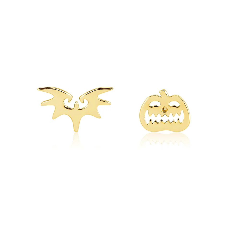 Couture Kingdom Disney The Night Before Christmas Gold Plated Jack Skellington Pumpkin and Bat Studs