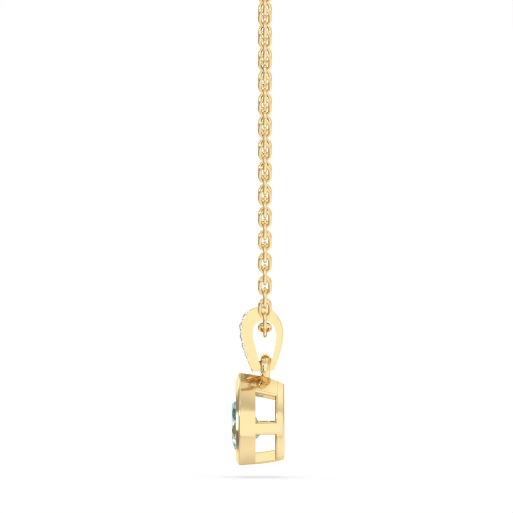 Created Blue Topaz and Diamond Pendant in 9ct Yellow Gold - Image 2