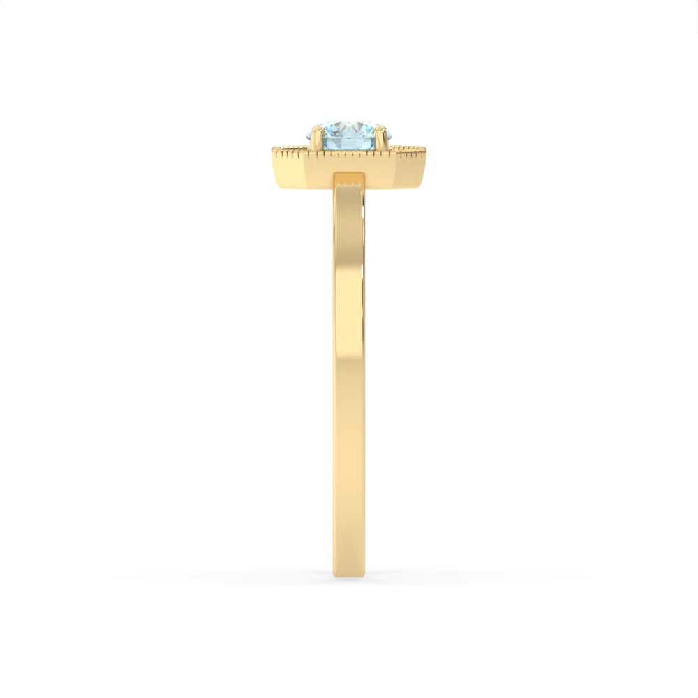 Created Blue Topaz and Diamond Ring in 9ct Yellow Gold - Image 2