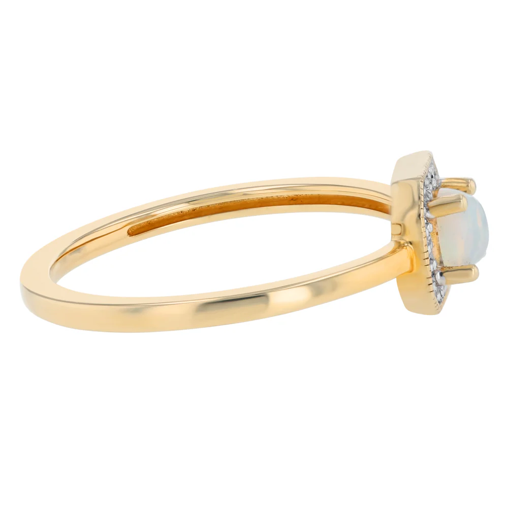 Created Opal and Diamond Ring in 9ct Yellow Gold - Image 2