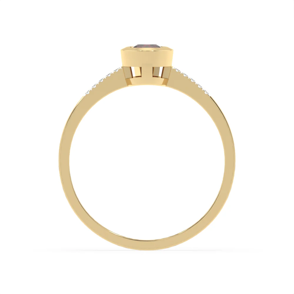 Created Red Garnet and Diamond Ring in 9ct Yellow Gold - Image 3