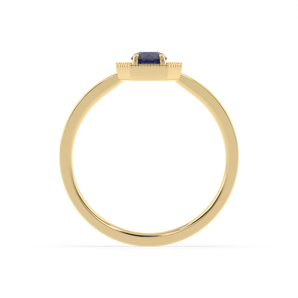 Created Sapphire and Diamond Ring in 9ct Yellow Gold - Image 3