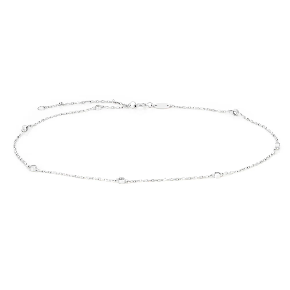 Cubic Zirconia 25cm Anklet in 9ct White Gold