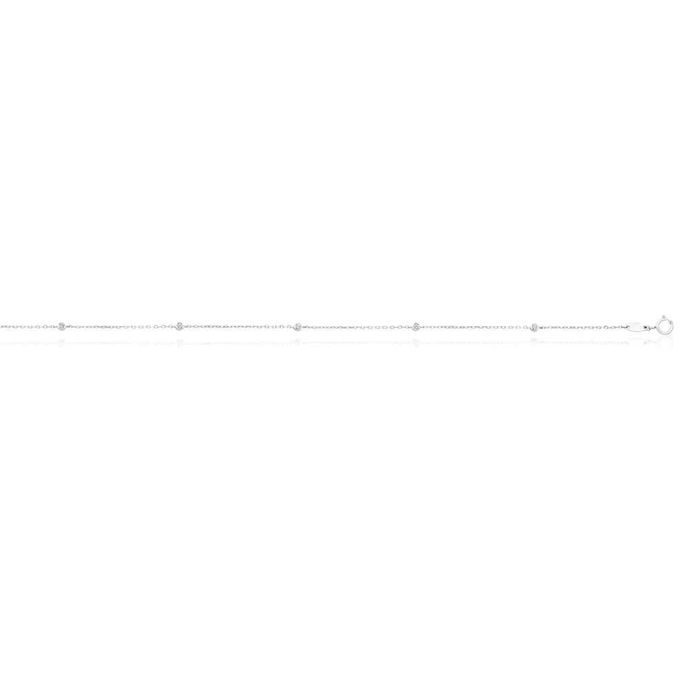 Cubic Zirconia 25cm Anklet in 9ct White Gold - Image 2