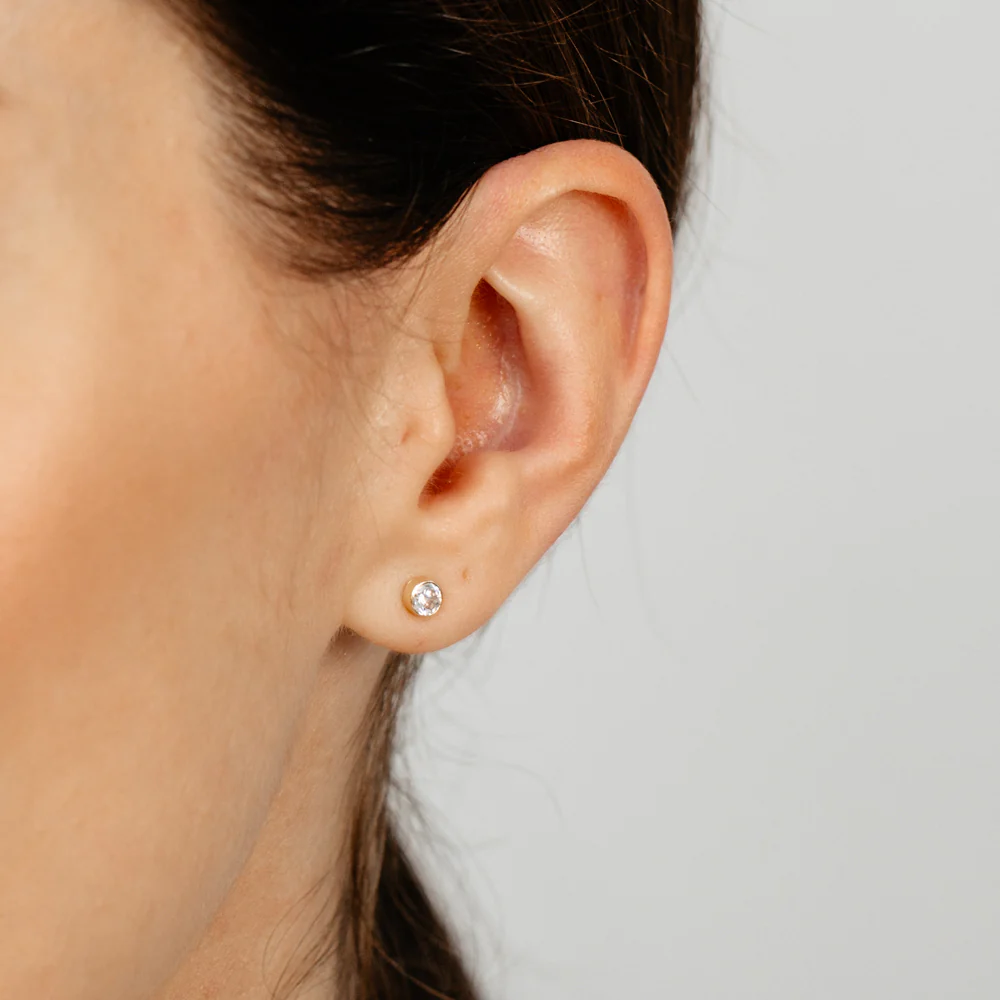 Cubic Zirconia 4mm Stud Earring in 9ct Yellow Gold - Image 2