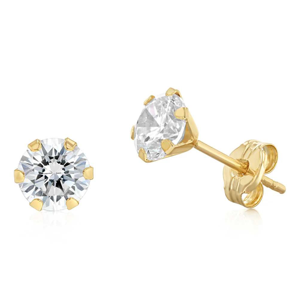 Cubic Zirconia 5mm Stud Earring in 9ct Yellow Gold