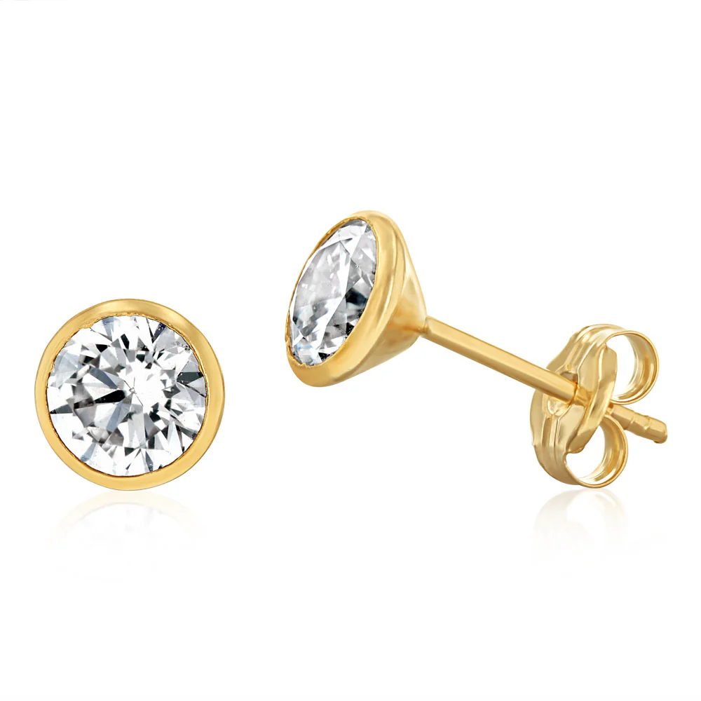 Cubic Zirconia 5mm Stud Earrings in 9ct Yellow Gold